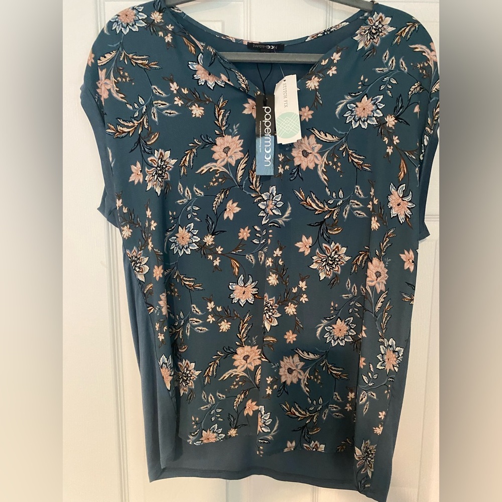 Papermoon Blue Sleeveless Polo Blouse